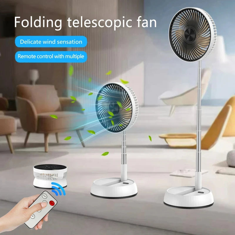 2026 Remote control retractable folding vertical fan USB outdoor camping convenient fan 180 °+90 ° shaking 8-inch desktop fan