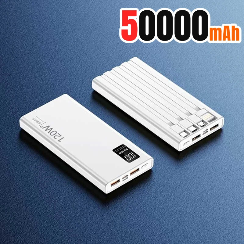 500000mAh Power Bank Built 4 Cables Large Capacity Super Fast Charging Portable External Battery for iPhone Huawei New