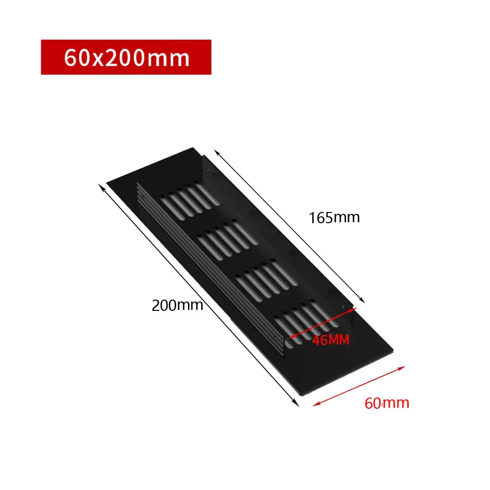 60mm Aluminium Rectangular Cabinet Wardrobe Air Vent Grille Ventilation Cover