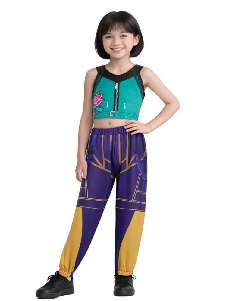 Kids Girls Costume Sets Kids Tops+Skirt Pants 2 Pieces Outfits Children K-Pop Fashion New Birthday Party Stage Performance Suit