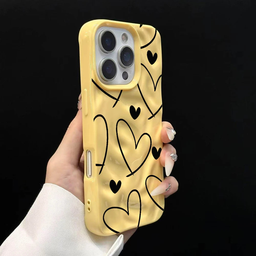 Line Love Heart TPU Candy Color Phone Case For iPhone 15 Pro Max 16 17 14 13 Pro Max 13 12 11 Plus Soft ShockProof Luxury Cover