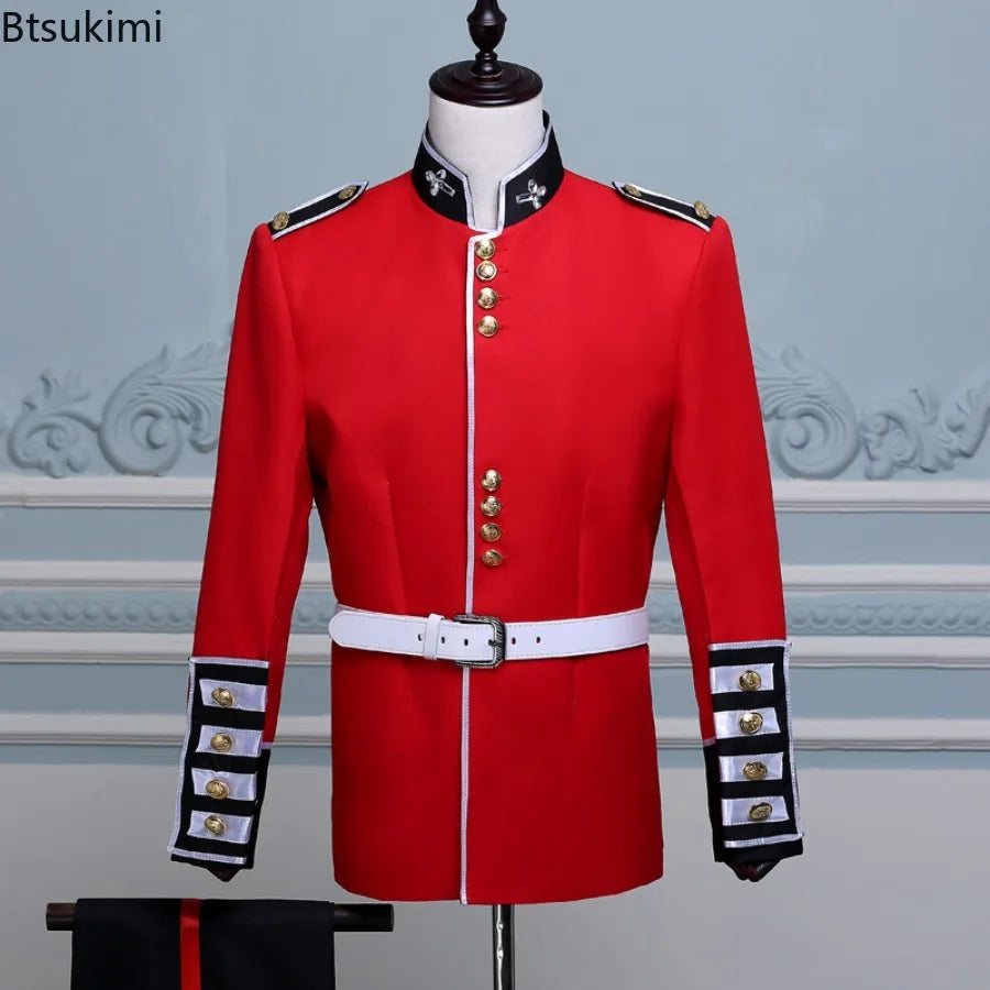 Halloween Clothes for Men British Royal Guard Uniform Cosplay Costumes Tunic Jacket Guards Outfit Party Performance 2-piece Sets