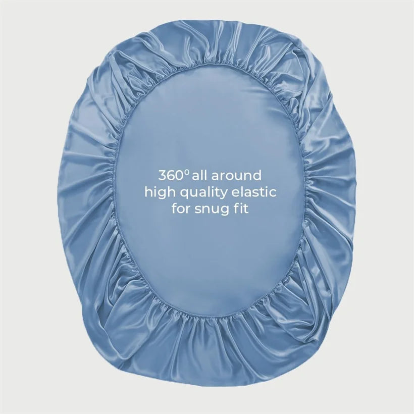 Pure Natural Mulberry Silk Fitted Sheet with All Around Elastic Band Soft Silky Breathable Mattress Cover Luxury Anti-Slip Sheet