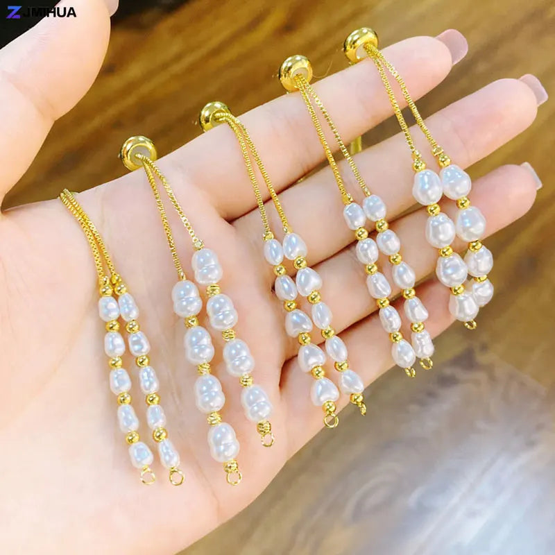 Elegant Natural Pearls Connector Adjustable Size Chain For DIY Fashion Women Girls Bracelets Jewelry Findings Accessories