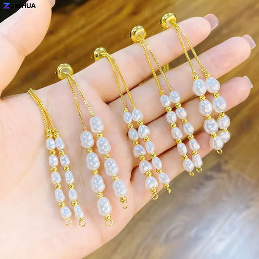 Elegant Natural Pearls Connector Adjustable Size Chain For DIY Fashion Women Girls Bracelets Jewelry Findings Accessories