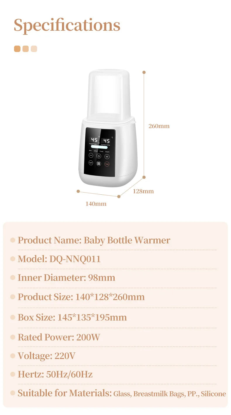 TINSOL Milk Warmer Warmer and Steriliser 6 in 1 Multifunction Breast Warmer Precise Temperature Control Baby Bottle Warmer