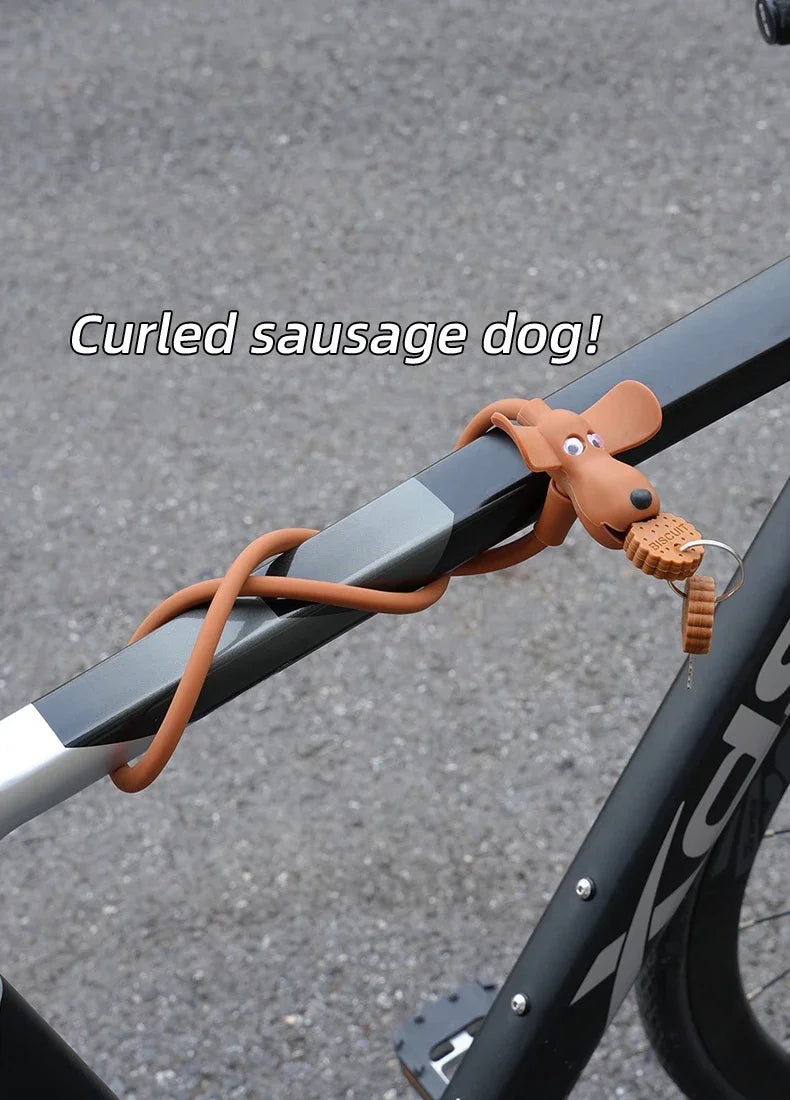 Bike Lock Creative Puppy Children's Bike Anti-theft Cute Cartoon Ring Portable Key Lock Cycling Gear Road Bike Riding Equipment