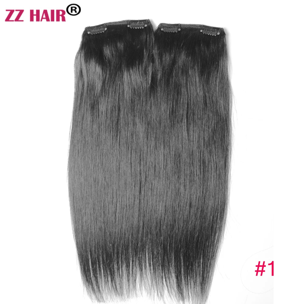 ZZHAIR 100% O Brazilian Human Remy Hair Extensions 16"-24" 2pcs Set 70g 80g Clips-in Two Pieces 2x10cm Natural Straight