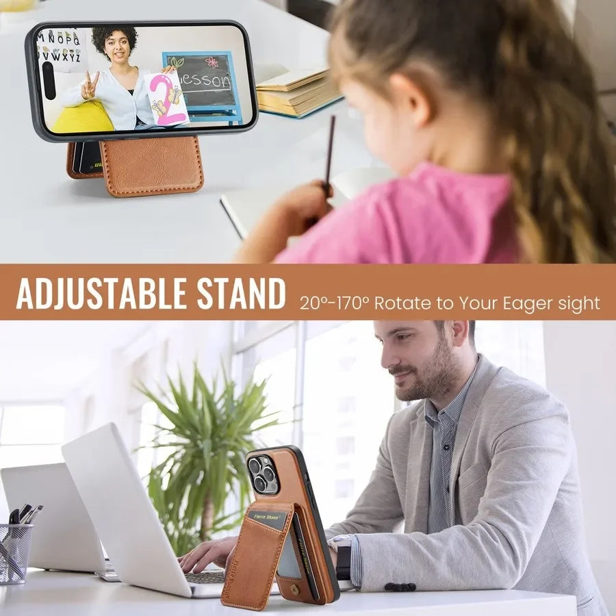 Magnetic Detachable Leather Wallet Phone Stand Case Wireless Charge Cover for iPhone  18 17Air 11 12 13 14 Plus 15 16 17 Pro Max