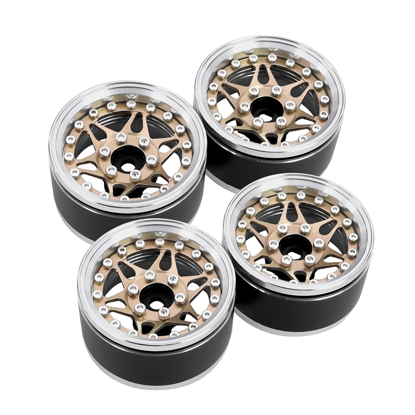 1.9" CNC Aluminum Beadlock Wheels Rim with Adjustable Offset for TRX4 TRX6 Axial SCX10 Redcat GEN8 RC4WD D90 1/10 RC Crawler