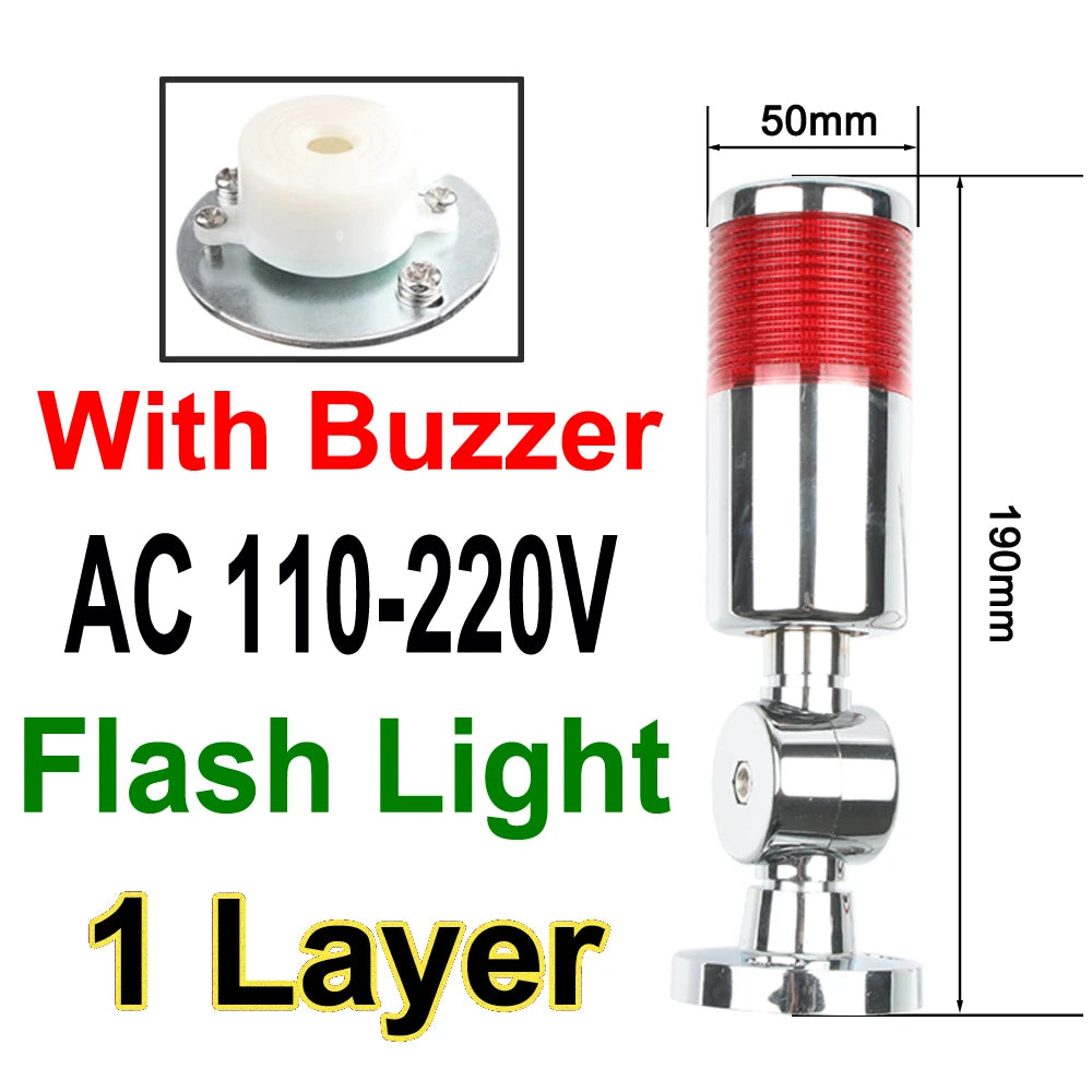 1-3 color LTA Vertical Industrial Multilayer Stack light Lamp Signal Tower Alarm caution light Flash Industrial Tower LED Silver