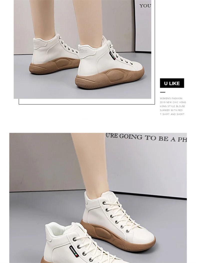 CINESSD Version of High-top Shoes for Female Students Trend of Casual Running Shoe Comfortable Lace-up Sneakers Female Shoes
