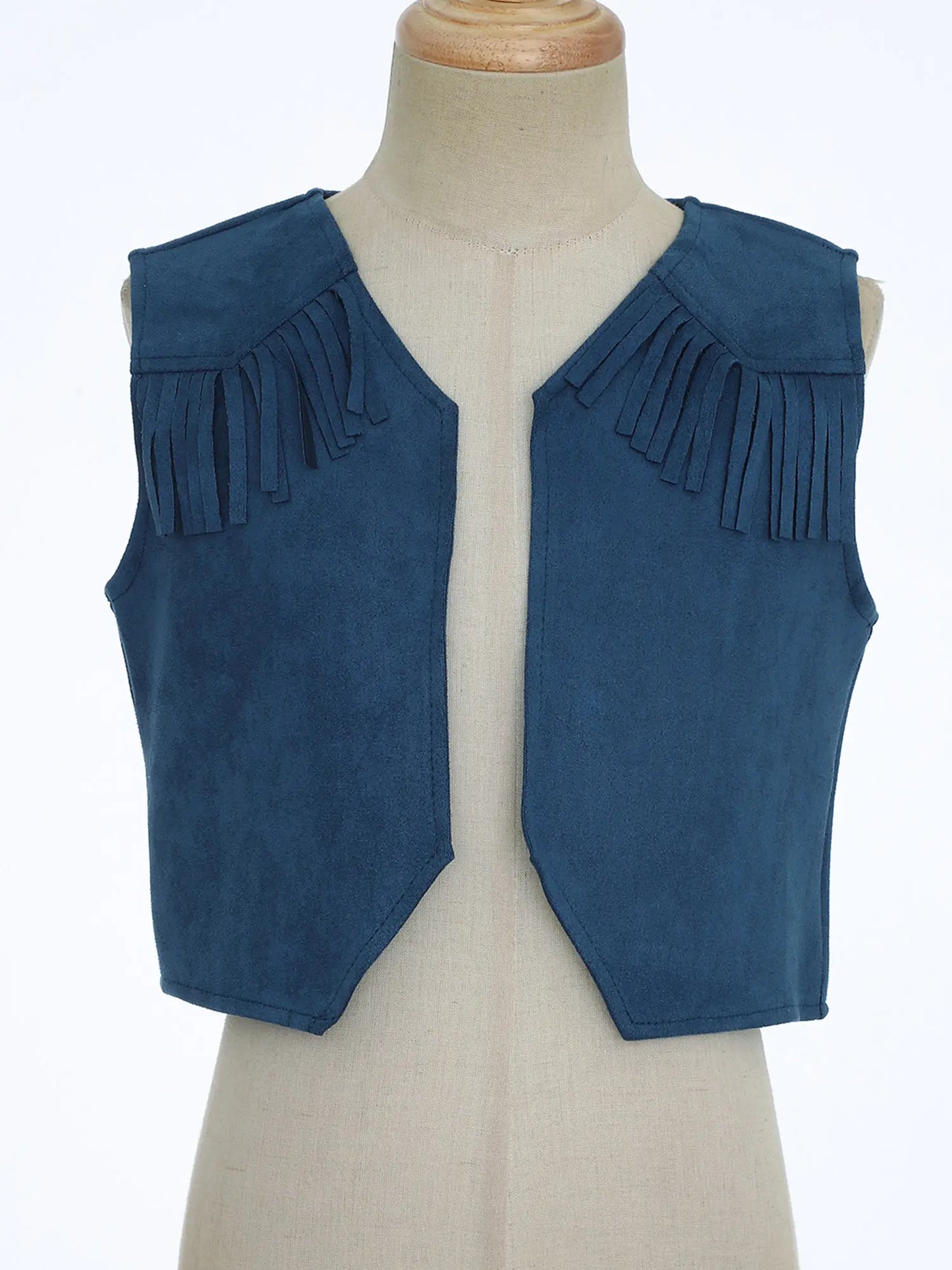 Kids Girl Boy Fringed Vest for Carnival Theme Party Tassels Top Open Front Waistcoat Child Halloween Western Cowboy Costumes