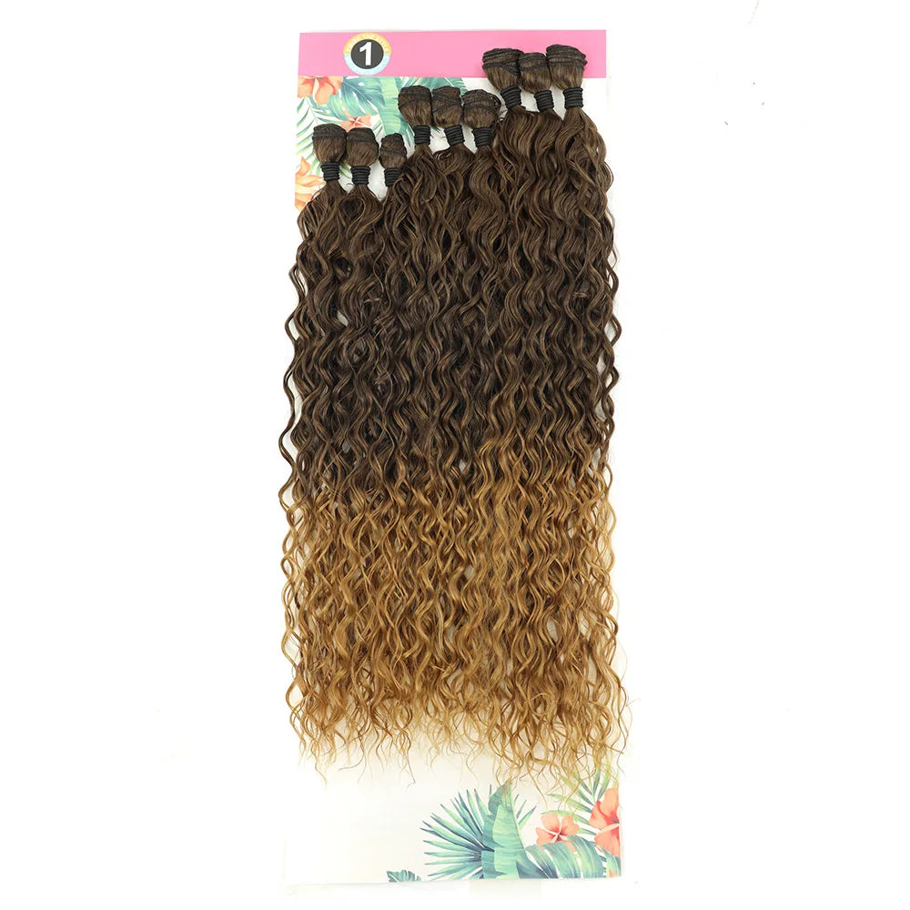 BOL Curly Hair Bundles 20 24 28Inch Long Synthetic Hair Exetension Fake Hair For Women Water Wave Heat Resistant 9Pcs Full Head