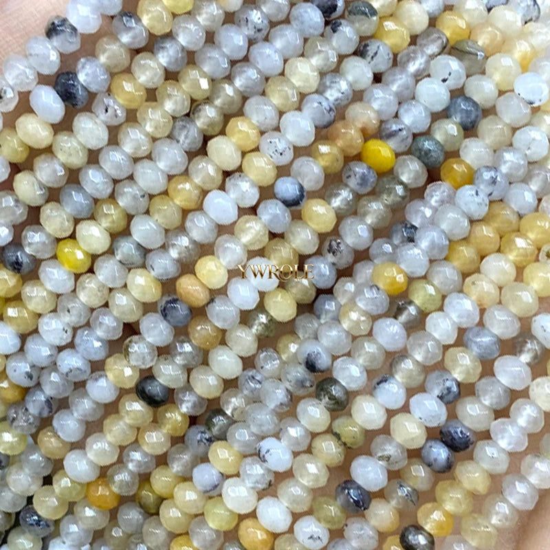 3x4mm Rondelle Faceted Natural Stone Chalcedony Tourmaline Color Loose Spacer Beads for Jewelry Making Diy Bracelet Accessories