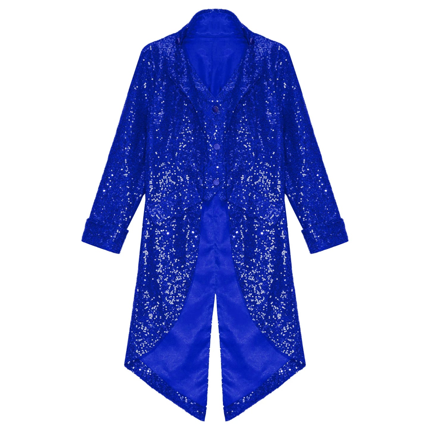 Kids Boys Halloween Medieval Renaissance Costume Sparkly Sequins Victorian Tailcoat Jacket Frock Coat Long Sleeve Gothic Tuxedo