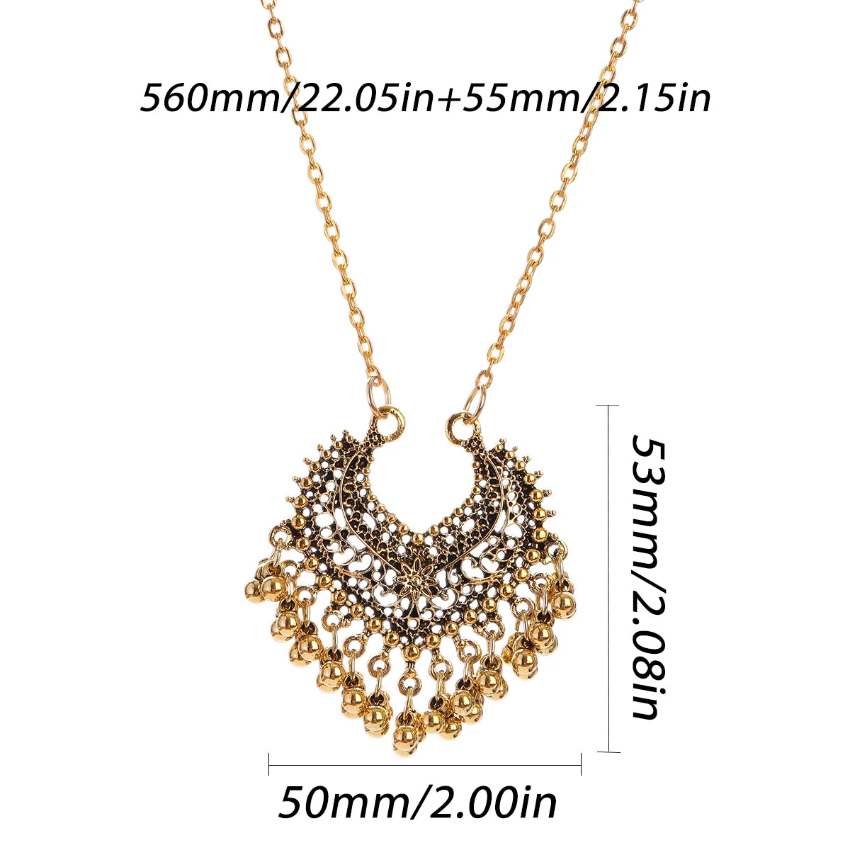 Indian Jewelry Set for Women Bijoux Retro Gold Plated Round Beads Tassel Earring Necklace Sets Ethnic Vintage Wedding Jewelry