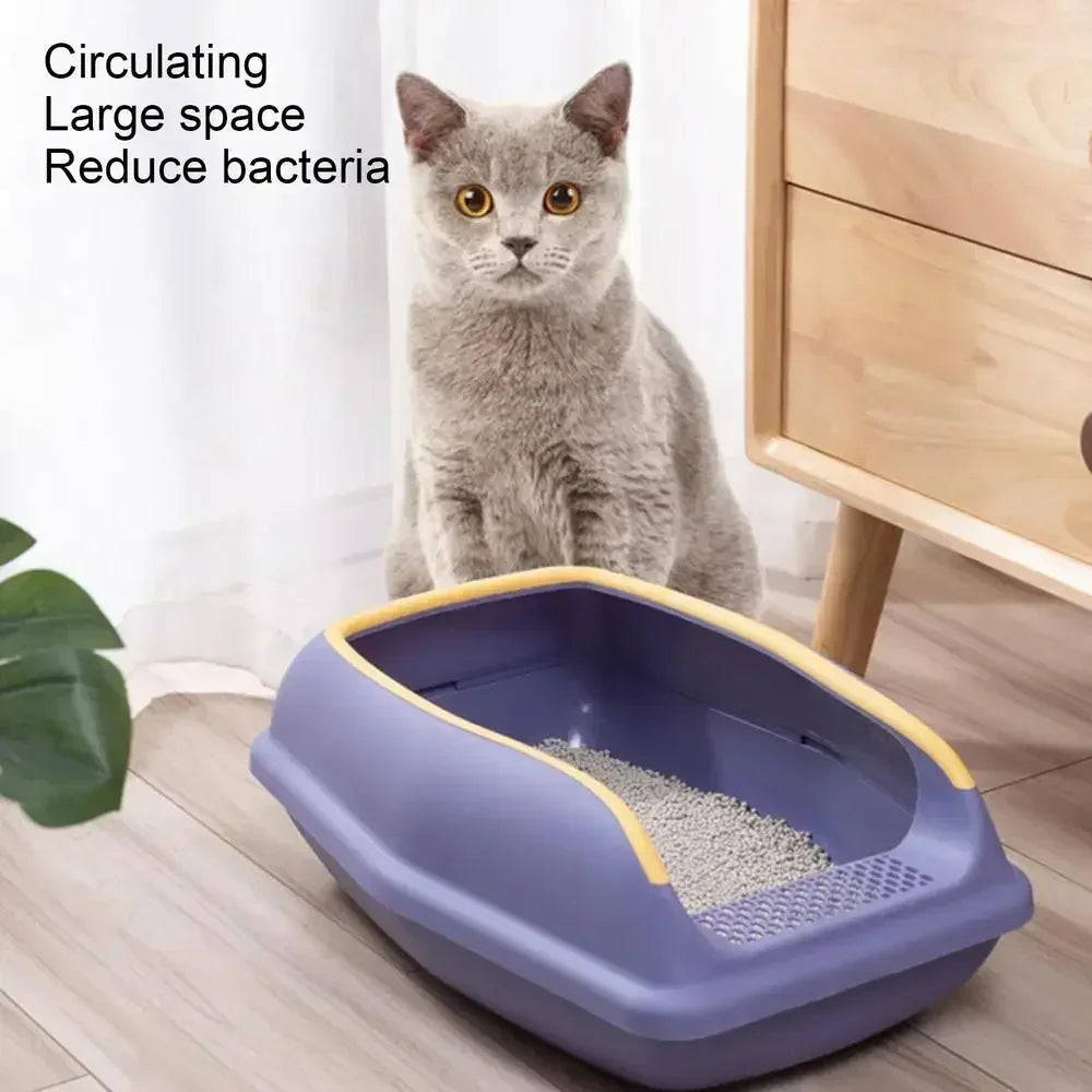 Semi Closed Plastic Sand Box Large Capacity Cat Litter Box For Cats Pet Toilet Anti Splash Cat Tray Cleaning Bath Basin Supplies