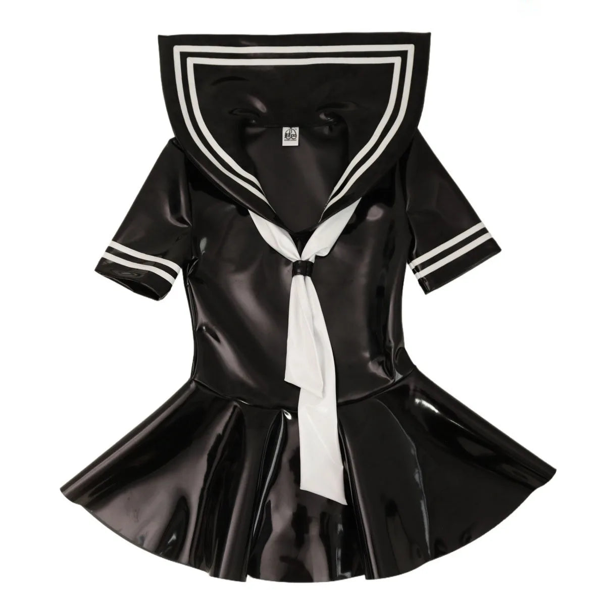 XS-4XL New Double PU Leather Hot Dress Wet Look PVC Short Sleeve Sailor Collar Cosplay Dresses A-line Uniform Minifalda Vestido