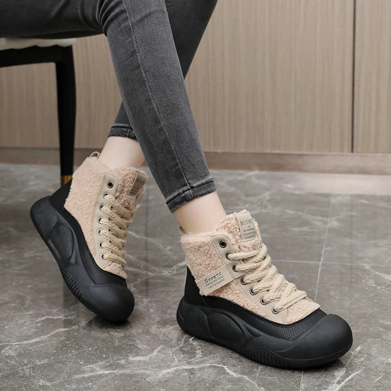 Women's Winter Sports Shoes Fashion Warm High Sneakers Woman Ankle Snow Boots Ladies Casual Sport Skateboard Safety Padded Shoes