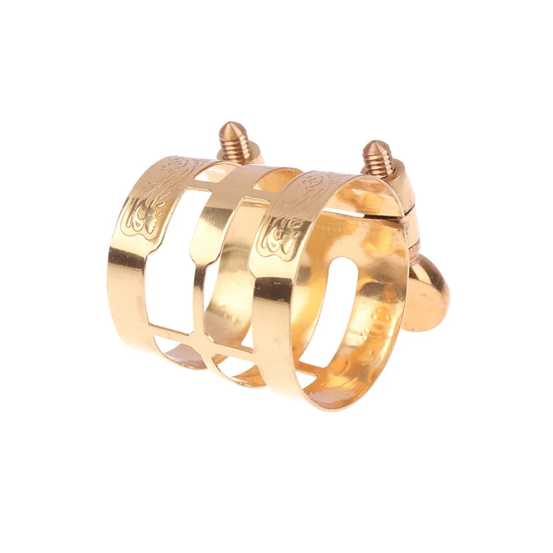 {QTG333} Double Screw Adjustment Saxophone Ligature Gold Color Copper Compact Durable For Alto Sax Saxophone Ligature Fastener