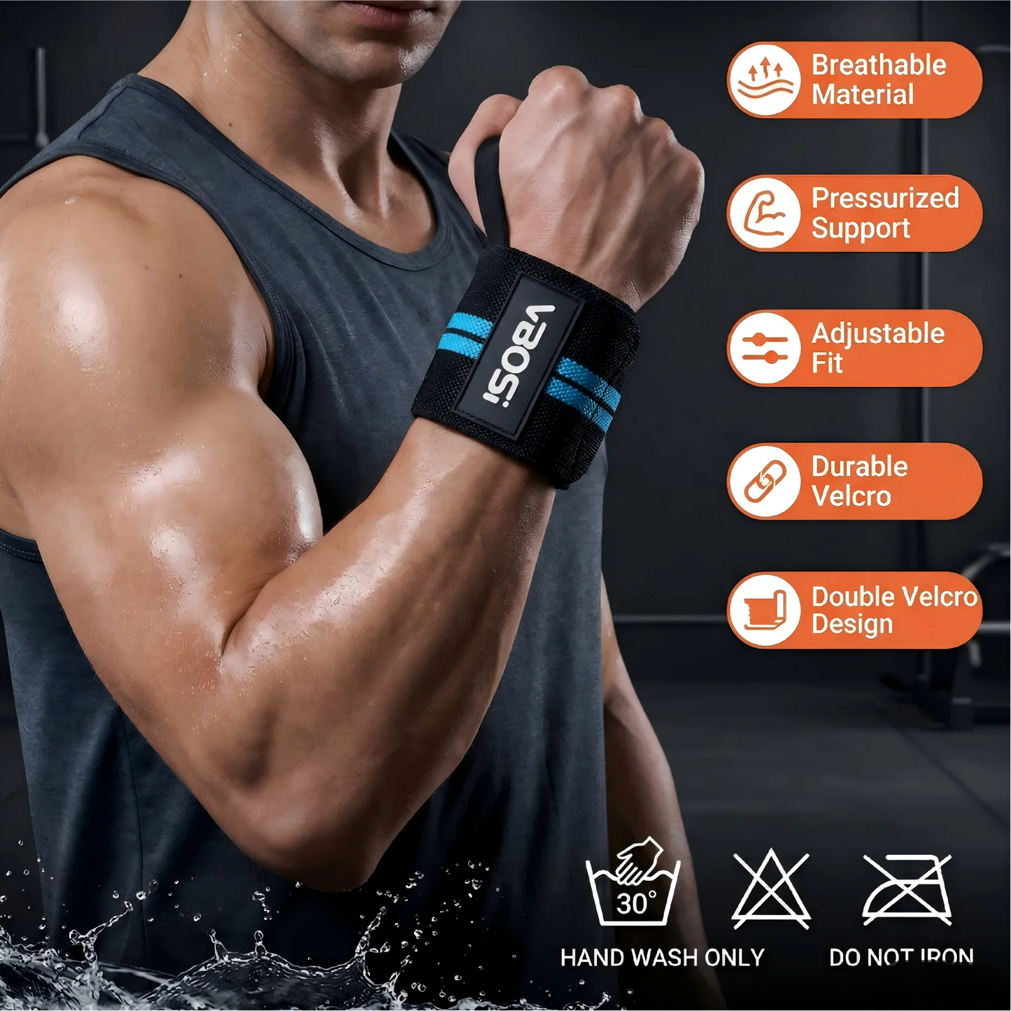 Heavy Duty Wrist Wraps for Weightlifting, Ergonomic Wrist Support Straps, Perfect for Powerlifting, Bodybuilding & Fitness