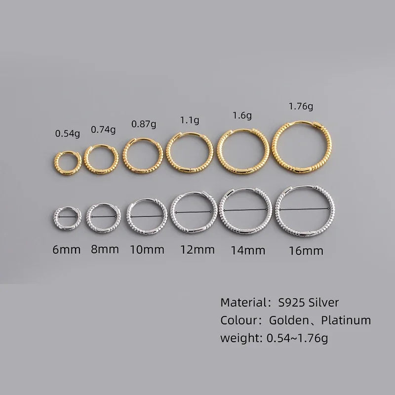 Real 925 Sterling Silver Twisted Rope Shape Hoop Earrings for Women Minimalist Fine Jewelry Light Luxury Accessories