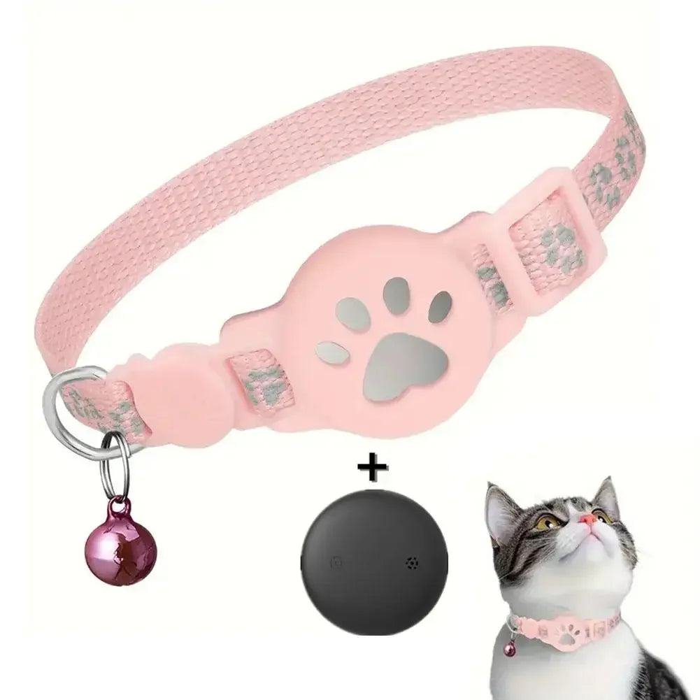 GPS Cat Collar with Reflective Strap, Mini Real Time Pet Location Device, Waterproof Anti Lost Finder for Outdoor Kitten S7X8
