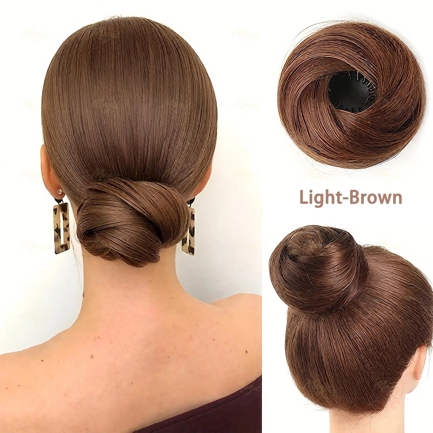 Women Fake Hair Elastic Band Bun Headband Easy to Shrink Puffy Hair Simulation Hairdressing Tool Bun Style Hairband by Mr.Magic