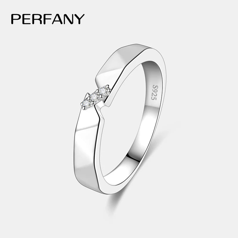 PERFANY All Moissanite Ring for Women Men S925 Pure Silver Couple Ring Simple Wedding Fashion Jewelry Birthday Gift