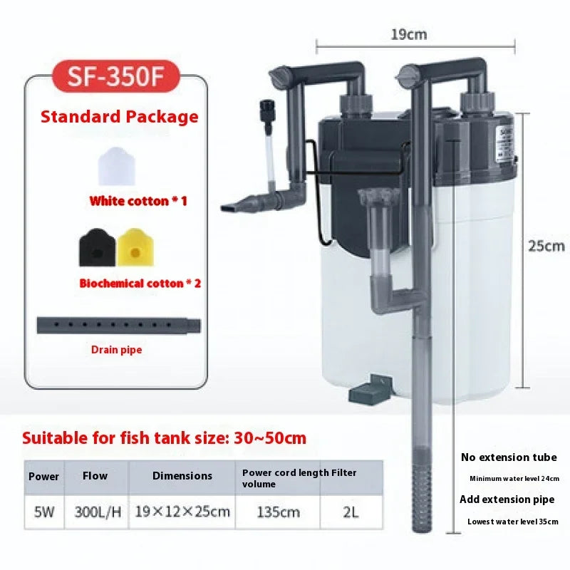 220V SOBO fish tank filter wall-mounted filter barrel three-in-one external filter small grass tank external circulation pump