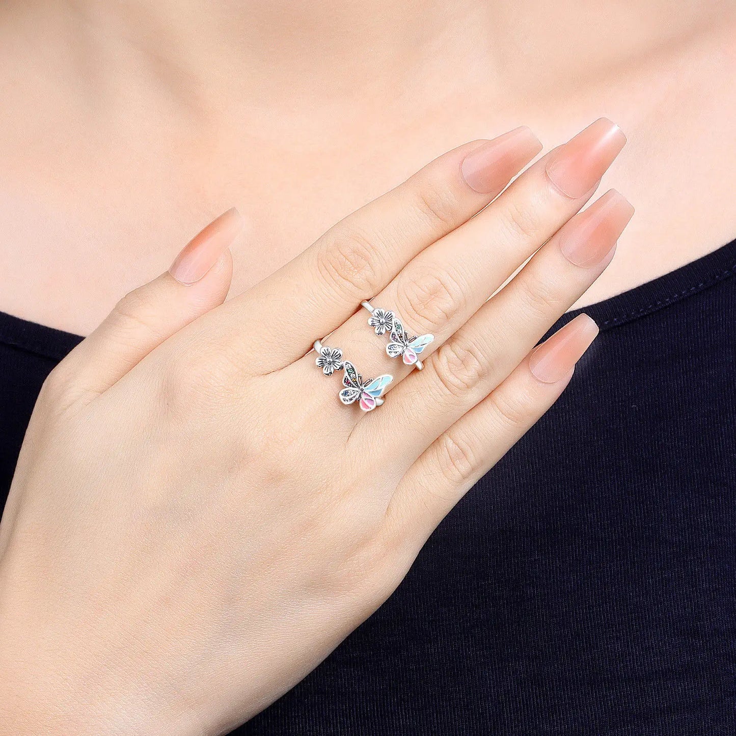 Original 925 Sterling Silver Zircon Bone Balloon Dog Adjustable Open Ring Fine Jewelry Luxury Gift for Women Birthday Party 2026