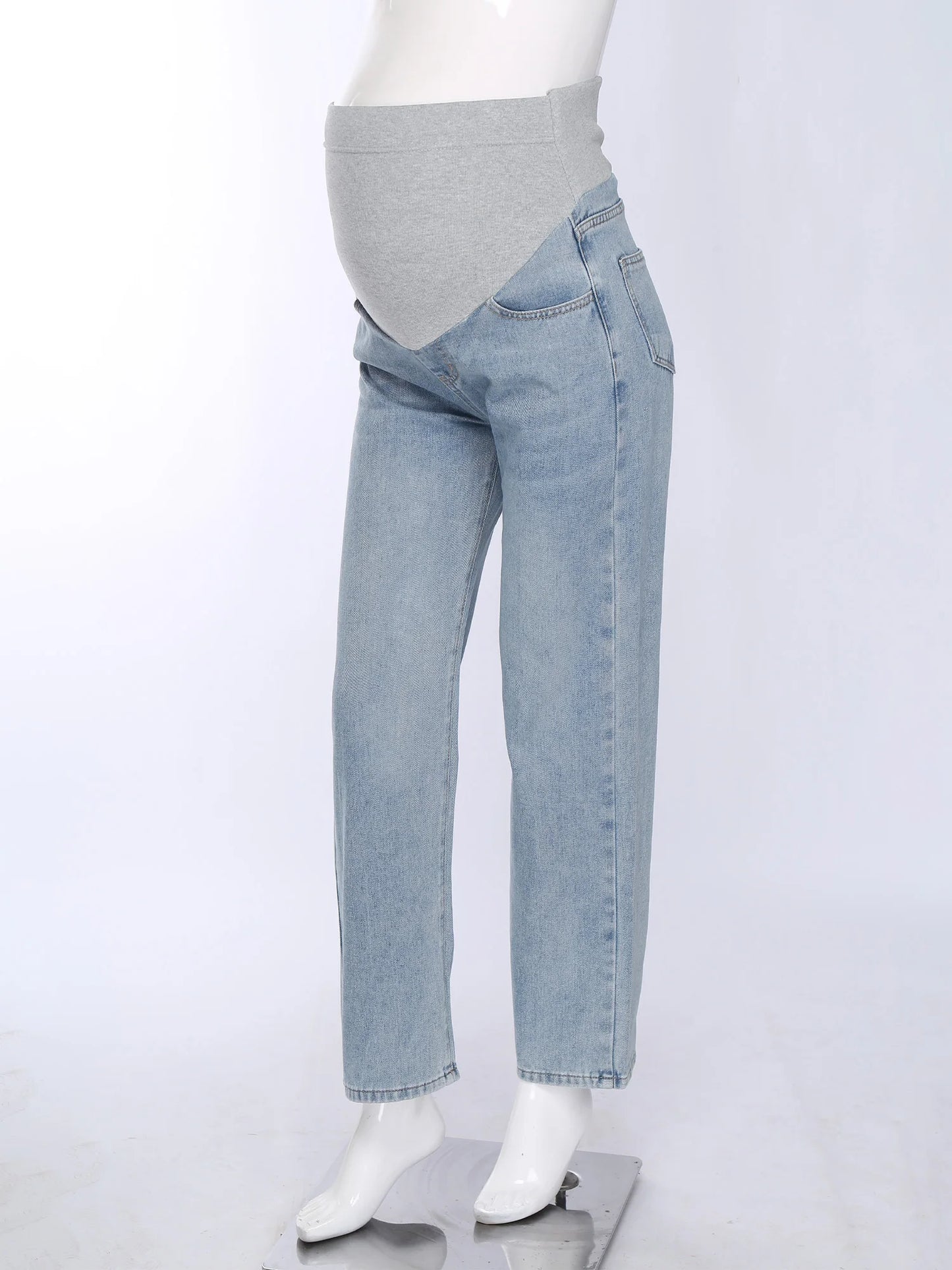Pregnant Women Fashion Casual Wide-Leg Jeans Adjustable High Waist Belly Support Denim Pants Maternity Clothing for Daily Party