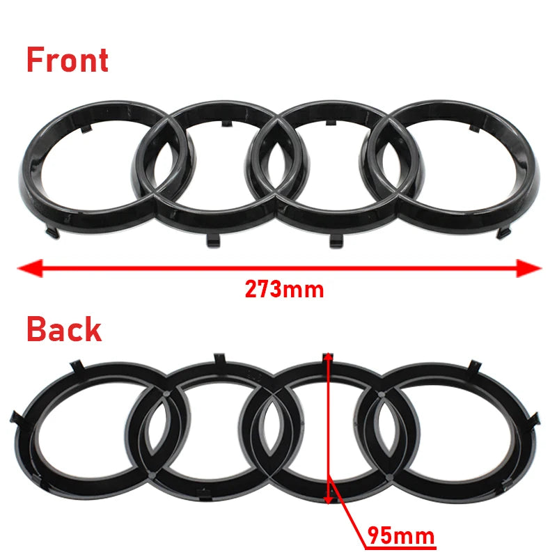 Audi A3 4 Ring Logo ABS Glossy Black Car Hood Front Bonnet Grill Badge Rear Trunk Quarrto Emblem Sticker Decal For A3 2010-2020