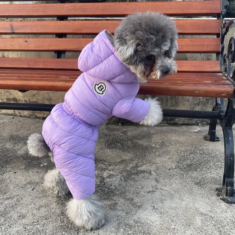 Winter Dog Jumpsuits Warm Soft Dog Clothes Padded Cotton Puppy Down Jacket Fashion Solid Cat Jumpsuit Coat Chihuahua Pet Clothes