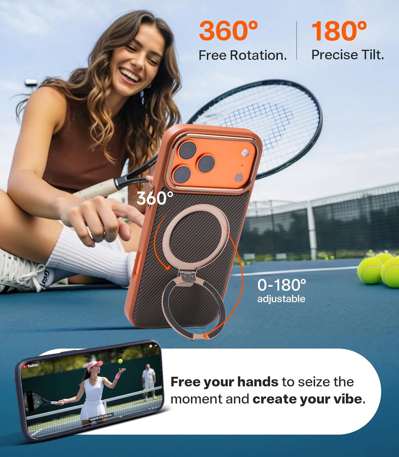 Carbon Fiber 360°Rotatable Magnetic Ring Stand Case Support Magnetic Wireless Charging Plating Camera Shockproof Cover For Phone