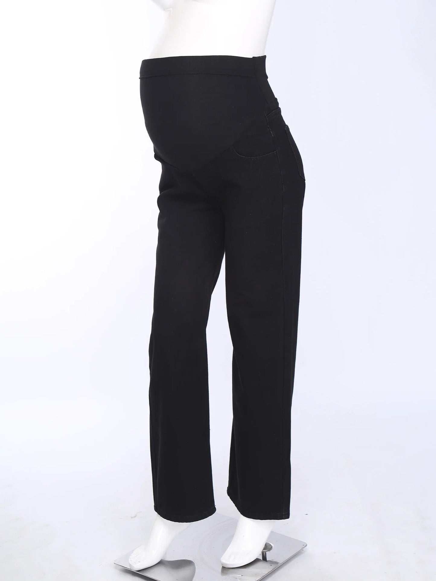 Pregnant Women Fashion Casual Wide-Leg Jeans Adjustable High Waist Belly Support Denim Pants Maternity Clothing for Daily Party