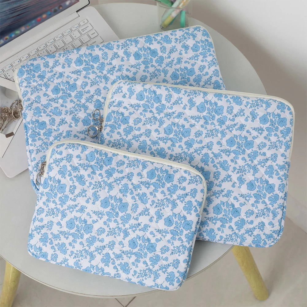 Flower Printed Laptop Sleeve Case Bag for Quilted Protective Laptop Case Computer Sleeve Clutches for 11-15 Inch Laptop Tablet