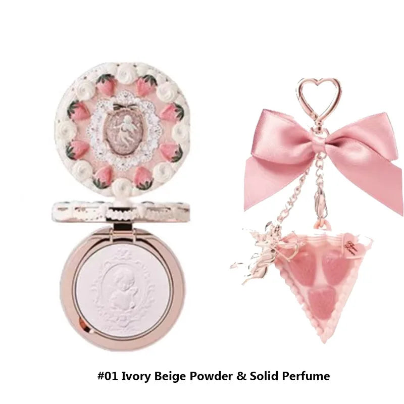Flower Knows Strawberry Cupid Collection Makeup Set Pressed Powder Solid Perfume Makeup Kit for Women Full Kit Teenagers Make up