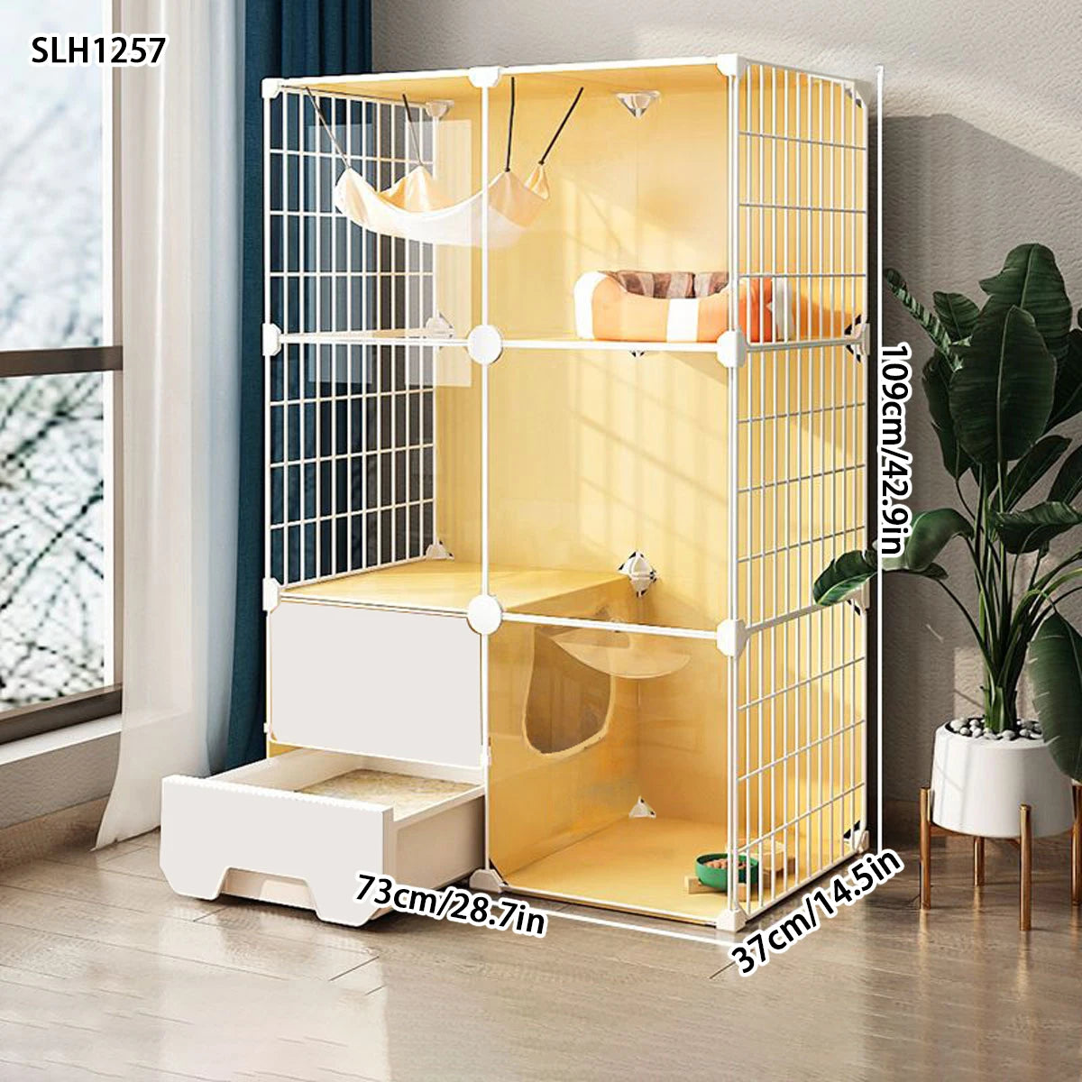 Cat cage with enclosed cat litter box indoor cat cage household cat cage with toilet integrated cat house cat house