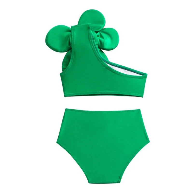 Baby Bikini Girls Sleeveless Swimsuit Set Cute Flowers Fashion Swimwear Summer New Children Beach Sunny Beachwear Suit 3-12 Year