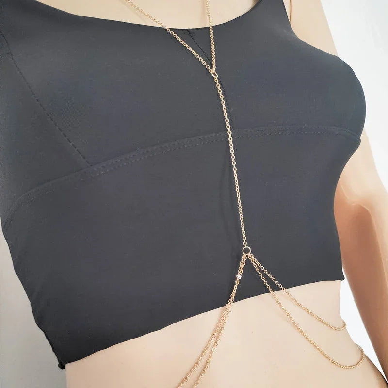 Sexy Chest Chain Bikini Female Body Belly Chains for Women Cross Waist Chains