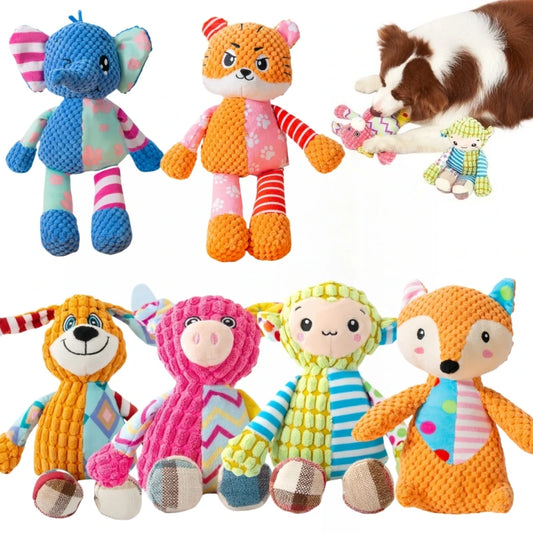 Pet Plush Toy Cat Dog Puzzle Toy Cute Animals Bite Resistant Interactive Squeaky Pet Dog Teeth Cleaning Chew Toy Pet Supplies