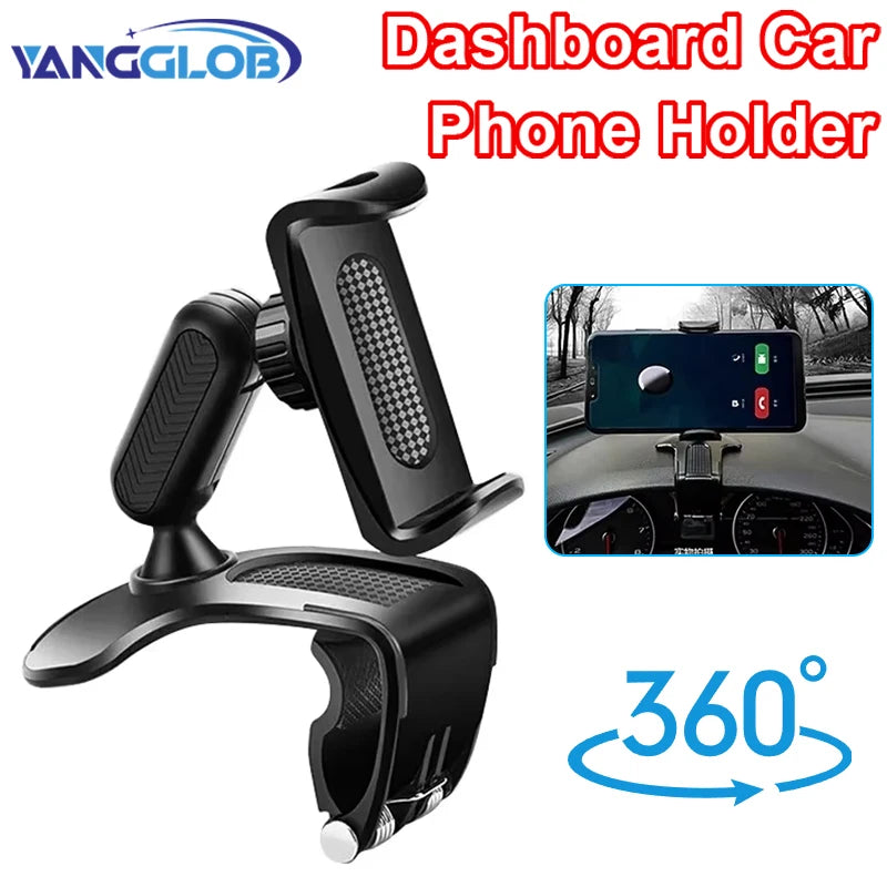 Dashboard Car Phone Holder ABS Mobile Phone Sun Visor Holder Auto Rear View Mirror Phone Support 360 Degree Rotation Accessories