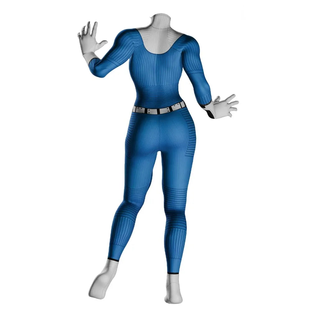 Halloween Adults Female Rivals Invisible Woman Cosplay Costumes Fantastic 4 Four Superhero Zentai Suit Bodysuit Party Jumpsuits