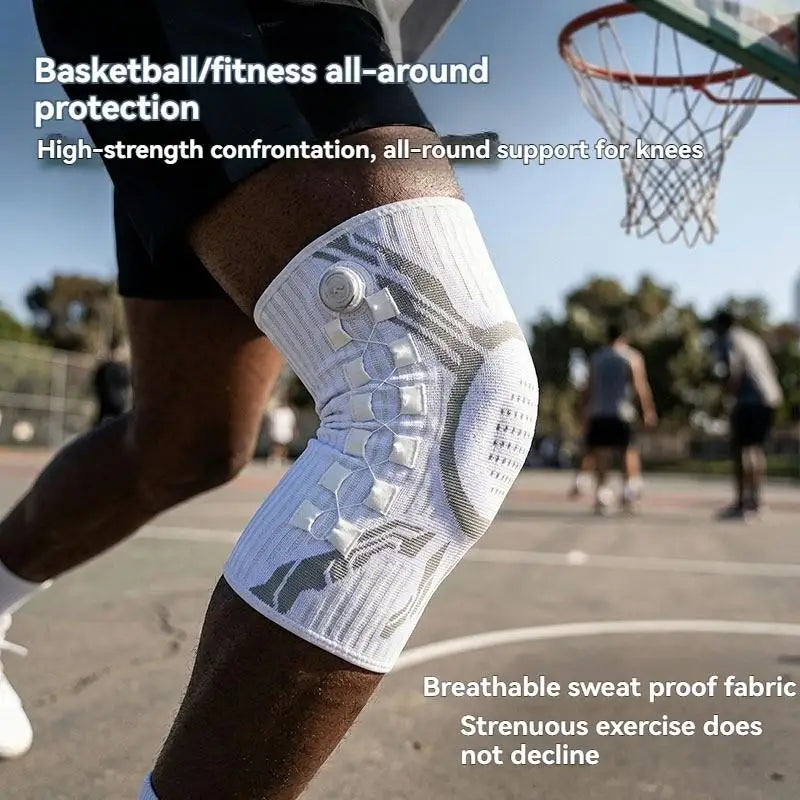 Right Leg Knob-Adjustable Sports Knee Brace with Spring Support Silicone Shock Absorption And Compression Knit for Knee Support