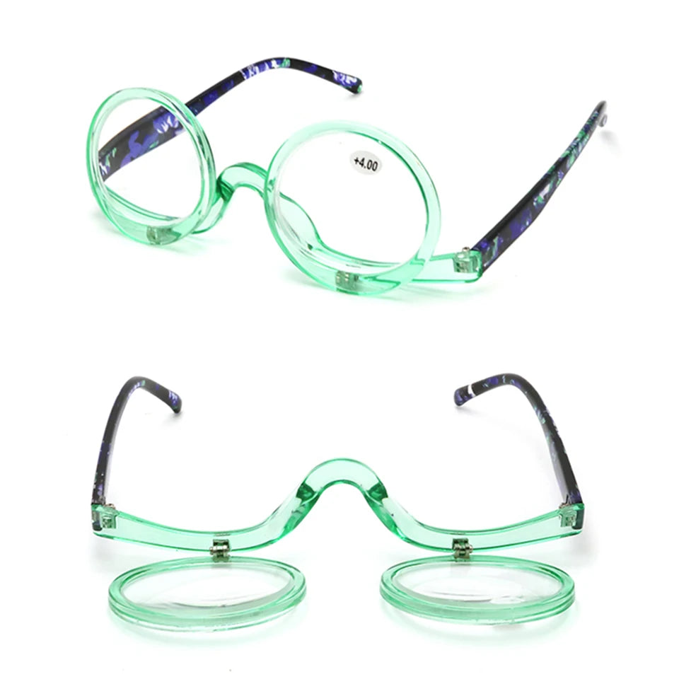 NONOR Makeup Readers Flippable Dual Lens Fashion Reading Glasses for Women Eyeglasses Diopter +1.0 +1.5 +2.0 To +4.0