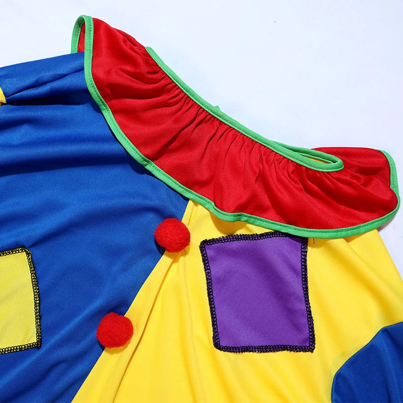 Halloween Costumes Kids Adults Circus Clown Joker Cosplay Outfits Colorful Fancy Clothes Party Entertaining Dress Up