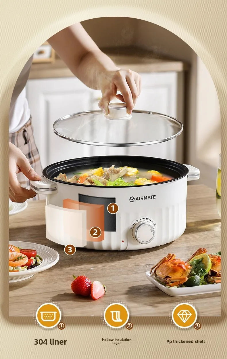 Airmate Electric Cooker Multifunctional Steaming Boiling Frying Pot for Home Dormitory Noodle Cooking Hot Pot