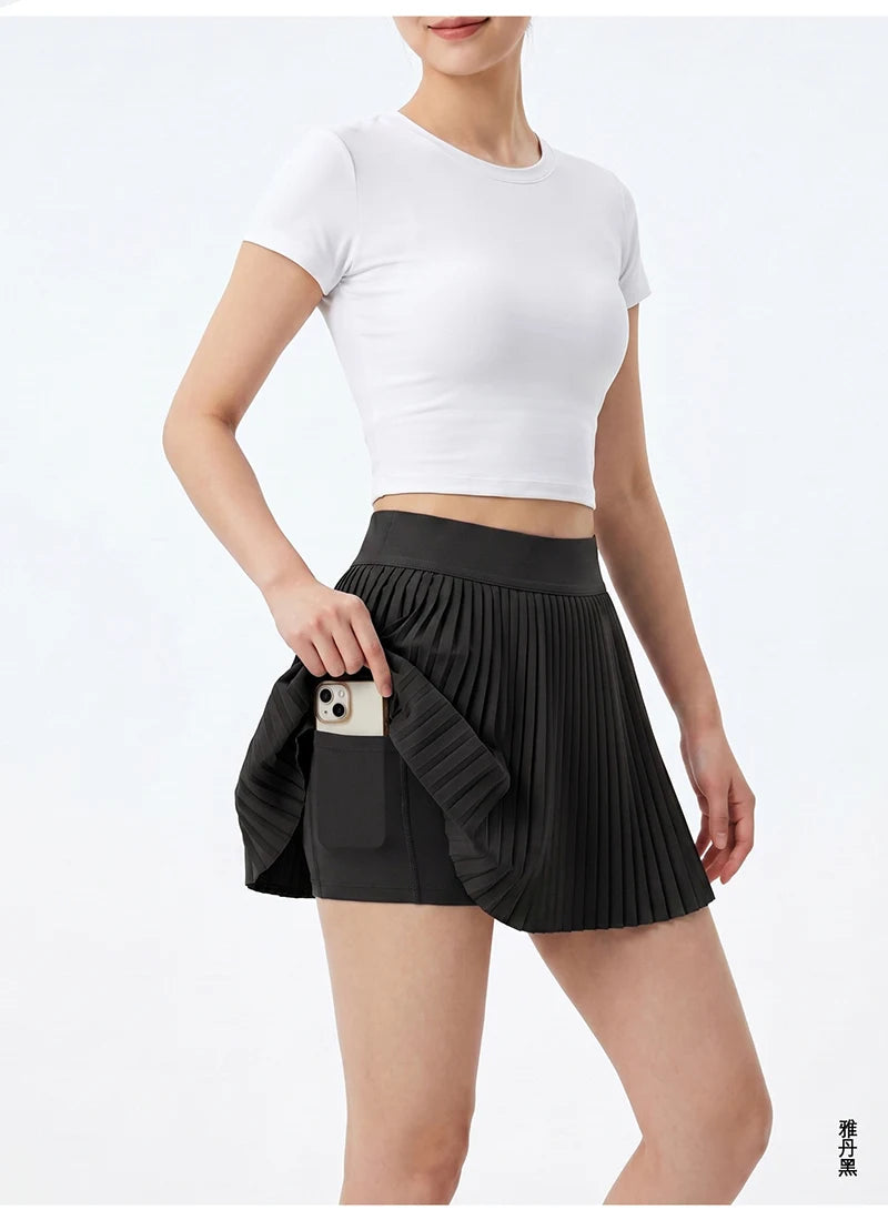 BIVIGAOS Summer Fashion High Waist Sport Short Skirt Women Youthful Cute Mini Skirt Safety Shorts Accordion Pleated Tennis Skirt
